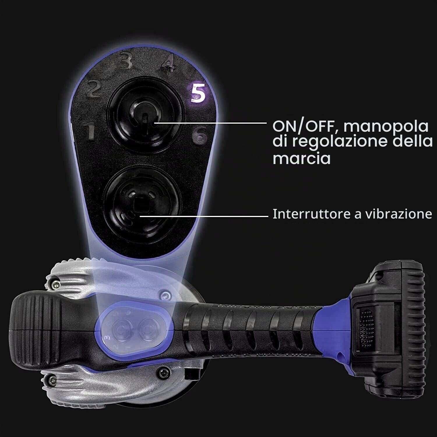 Vibratore per Piastrelle a Batteria Livellatrice Piastrellatrice Ventosa per Piastrelle con due Batterie da 16.8V 2Ah 6 Livelli di Vibrazione con ventosa da 120mm per Piastrelle Pavimenti