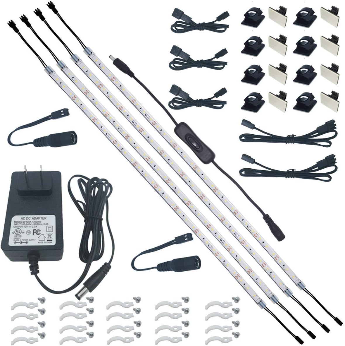 Litever 4-Flex-Strip Cabinet Light Kit + Add-on 20" LED Strips