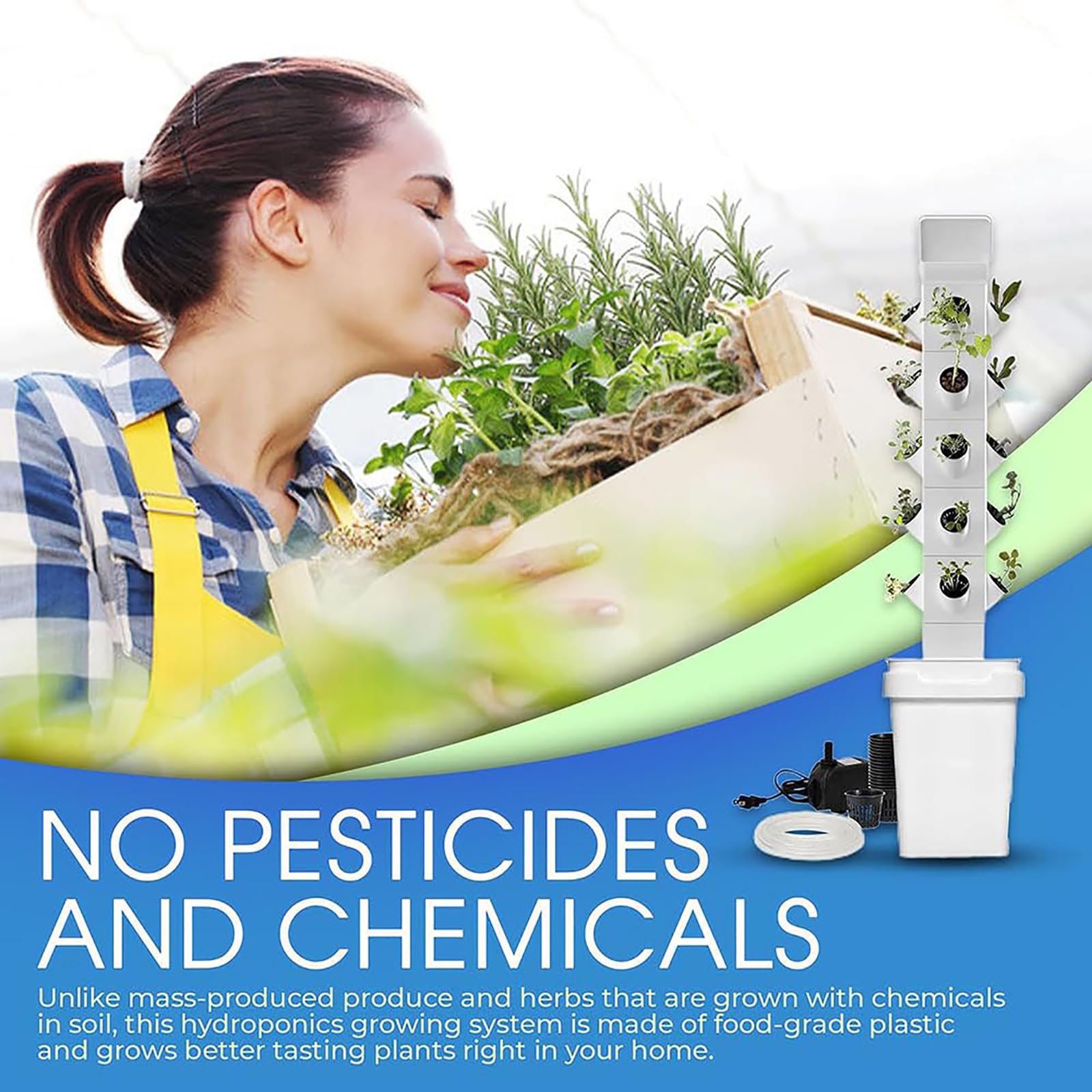 Sistema de Cultivo hidropónico de 24 cápsulas, Torre hidropónica Vertical, Jardinera Inteligente, Kit de germinación, Kit de Cultivo aeropónico con Bomba hidratante, Adaptador, macetas de re