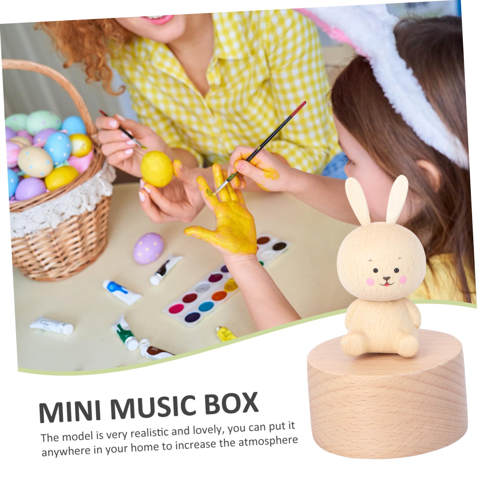 Cabilock 2 Stk Musikbox Merch Musical Besonders Ring Die Das Der Musik Wohnkultur Desktop-ornament Desktop Schmücken Khaki Holz