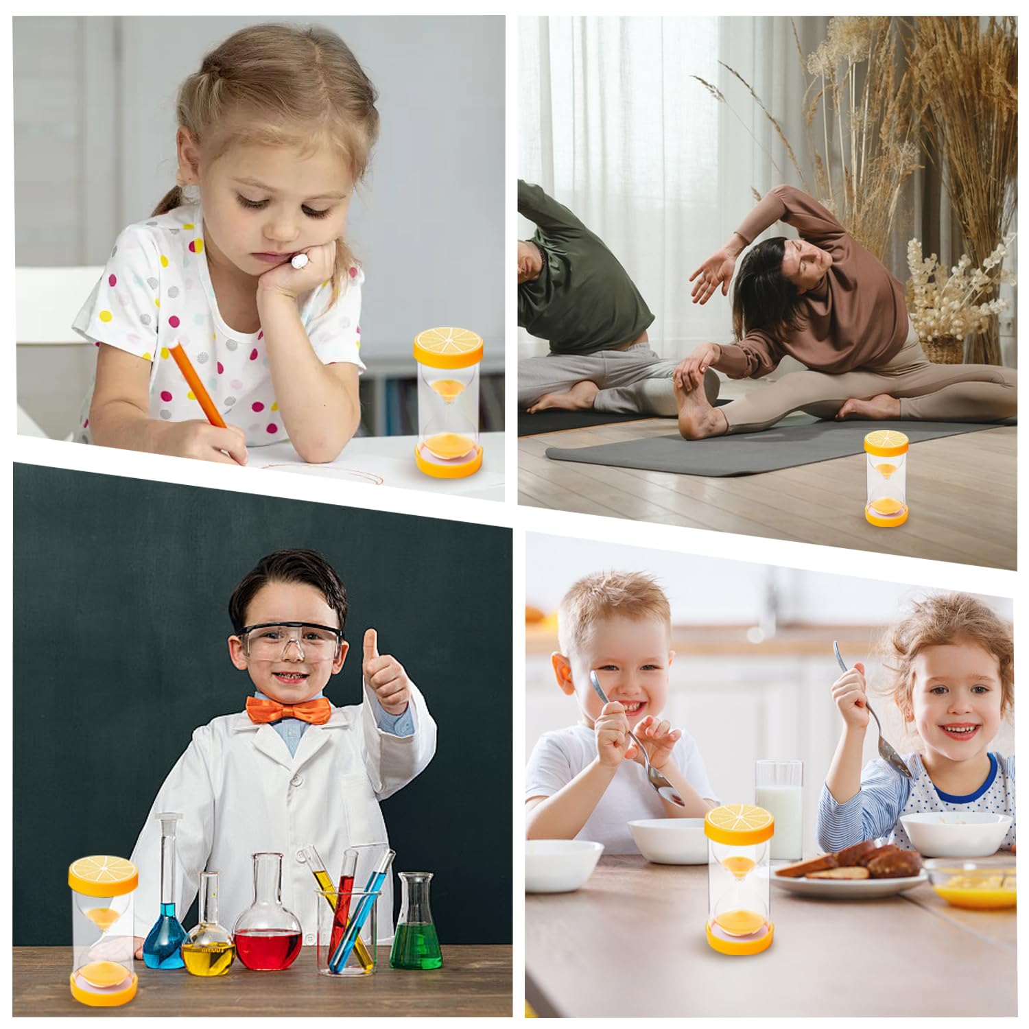 Sand Timer for Kitchen 5 Minutes Egg Timers for Kids Easy to Operate Lemon Yellow Visual Learning Tools - Image 2