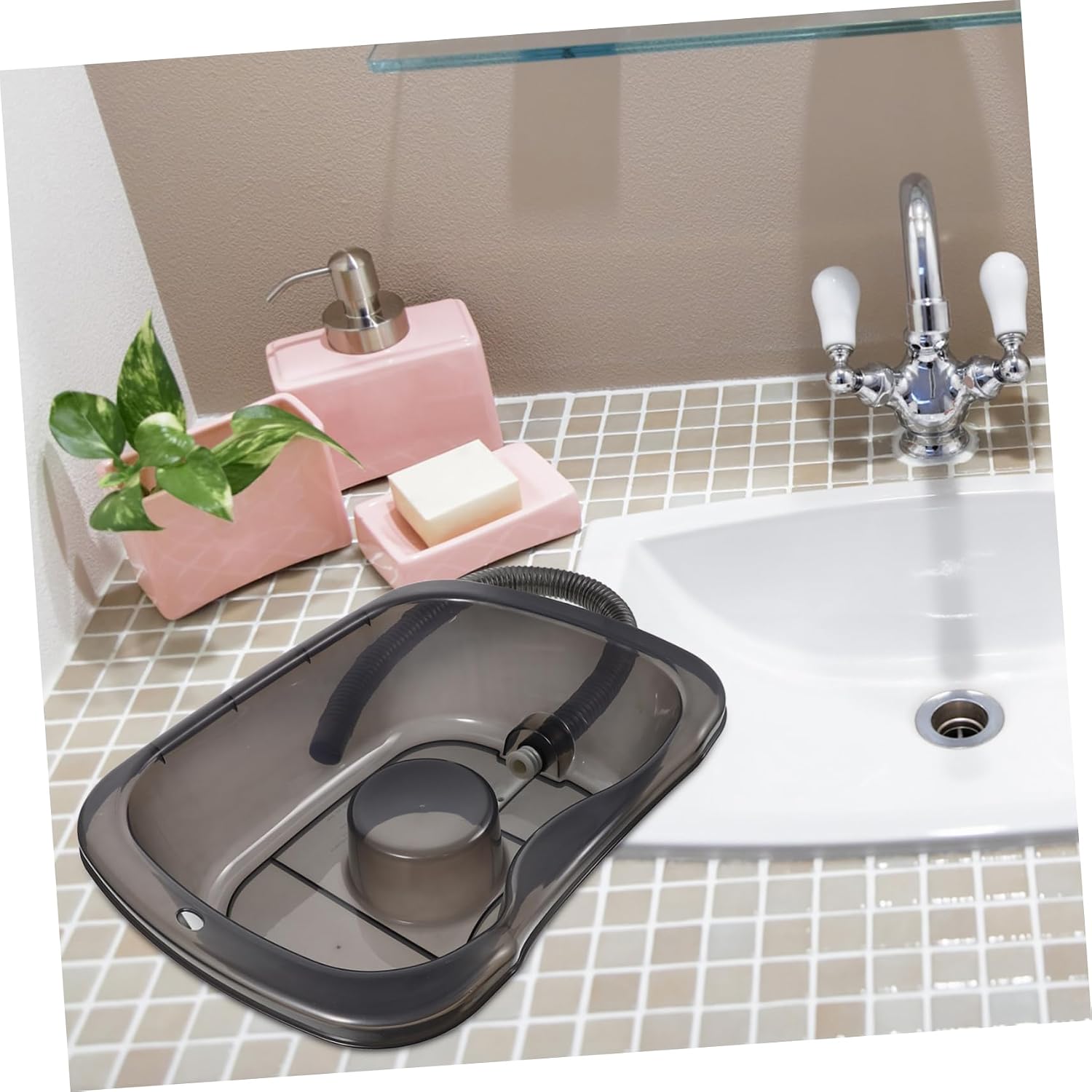 Hair Washing Sink for Bedridden Mobile Shampooing Basin Comfortable Recline Portable Hair Rinse Tray for Home