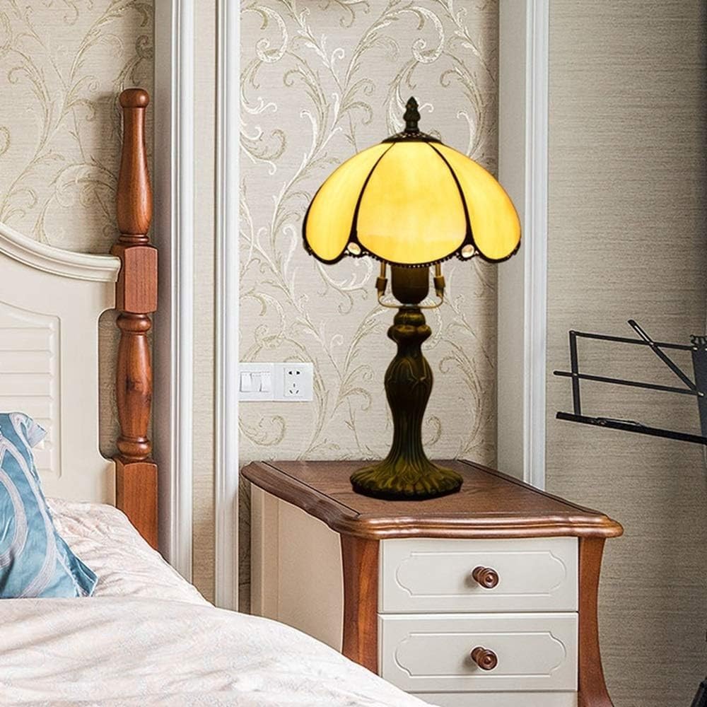 Lámparas de Mesa con vidrieras, lámpara de Mesa Creativa, lámpara de Escritorio Retro, lámparas de Mesa Amarillas, lámpara de Mesa para Restaurante, Bar, Dormitorio, Estudio, Sala de Estar