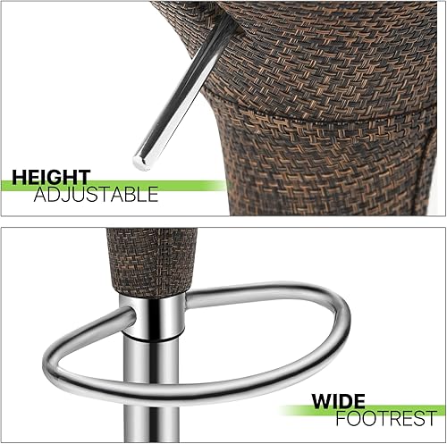 Miniatura 9 de Magshion Juego de 2 taburetes de bar con respaldo y brazos de piel sintética ajustable altura para clubes, oficinas, salas de estar