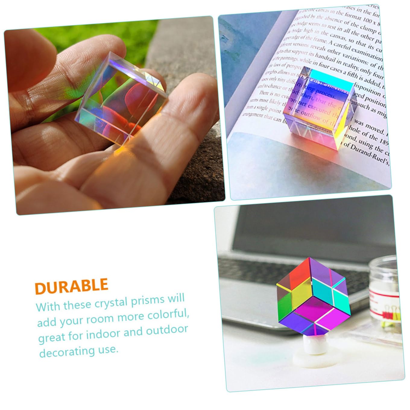 iplusmile 6 Piezas prisma experimentos fotografia cube decoración colorida pirámide óptica photography prism instrumento óptico de enseñanza de la física apoyo de enseñanza Espejo