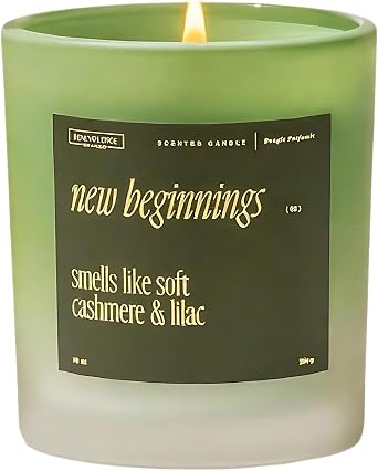 Benevolence LA New Beginnings Scented Candles | 10 oz, 40-50 Hour Burn, New Home Candle | House Warming Gifts for Women, Friends | Gift Idea for Promotion, Retirement - Notes of Cashmere & Lilac