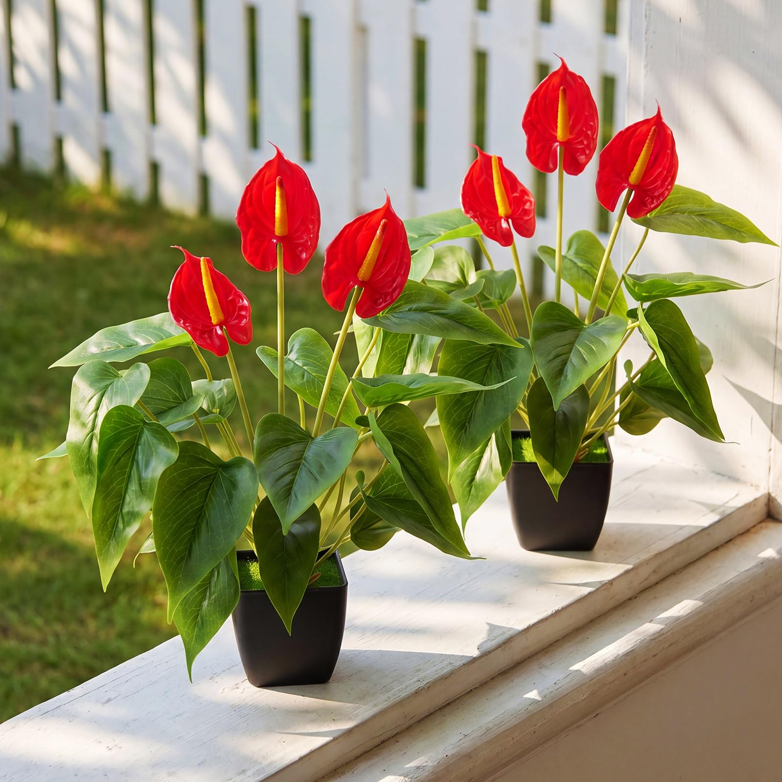 Photo 1 of Rivvlive 2 Pack Artificial Anthurium Plants, 15 Inch
