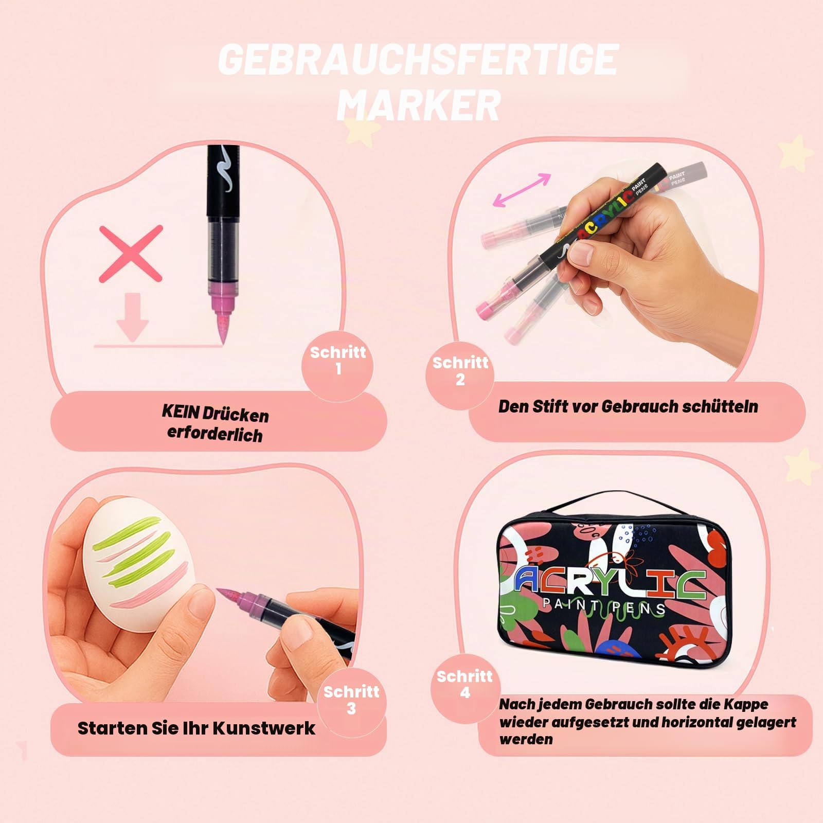 168 Farben Acrylstifte, wasserfest, mit feiner Pinselspitze, vielseitig | Für Stoff, Leinwand, Glas, Holz und Papier; ideal für DIY-Kunst, Heimdekoration und handgefertigte Geschenke