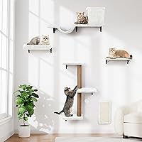 Vista 11 de Estantes de pared para gatos 5 en 1, muebles de escalada para gatos de varios niveles, percha y salón para gatos de interior, estantes montados