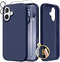Vista 306 de GONEZ Funda de silicona para iPhone 14 Pro Max, compatible con MagSafe, con protector de pantalla + protector de lente de cámara, silicona líquida a