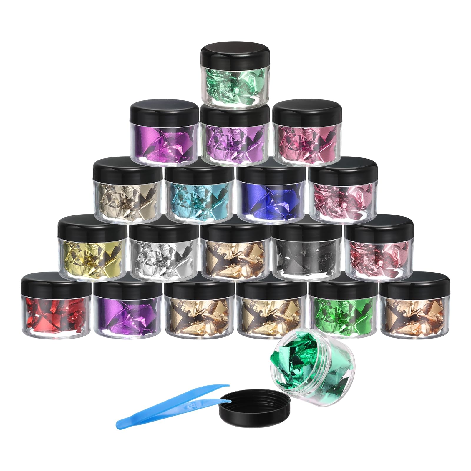 PATIKIL Gold Foil Flakes for Resin 20 Pcs Gold Leaf Flakes Metallic Gold Foil Flakes with Tweezers for Nail Design Craft Painting Jewelry Making