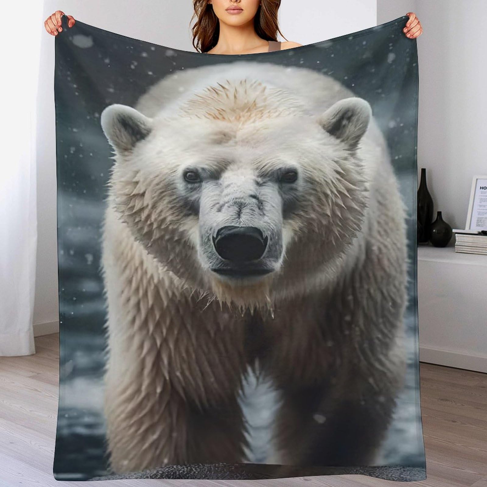 Couverture polaire ours pour canapé, plaid en flanelle douce 150x200