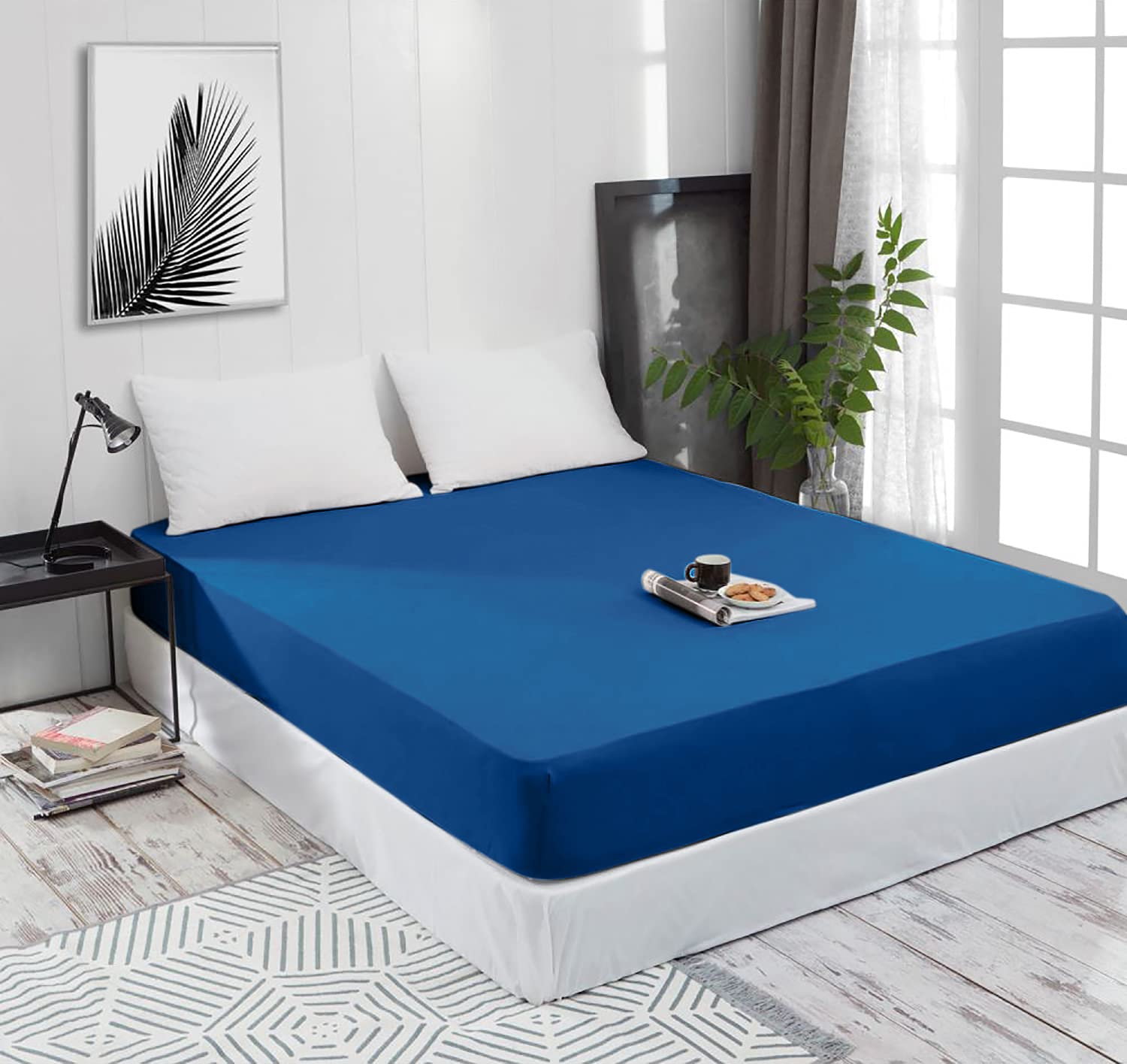 Spannbettlaken Jersey Spannbetttuch 100% Baumwolle Bettlaken Spannbettuch Laken 28 Farben, Größe:70 x 140 cm, Farbe:Blau