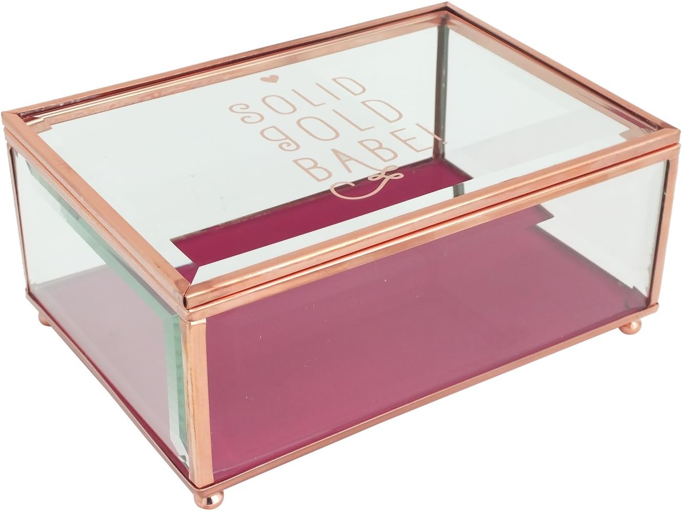 By Appointment Elegant Vintage Bevel Cut Glass Jewellery Box with Rose Gold Copper Trim