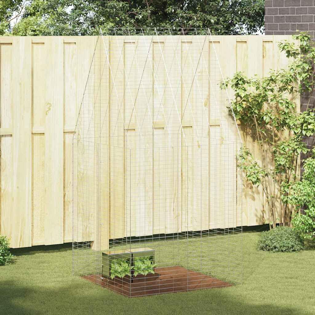 Hasenkäfig Silber 100x100x210 cm Freigehege verzinkter Stahl | Robustes Outdoor Kleintiergehege aus Metall für den Garten. Sicherer Auslauf für Kaninchen und Meerschweinchen.