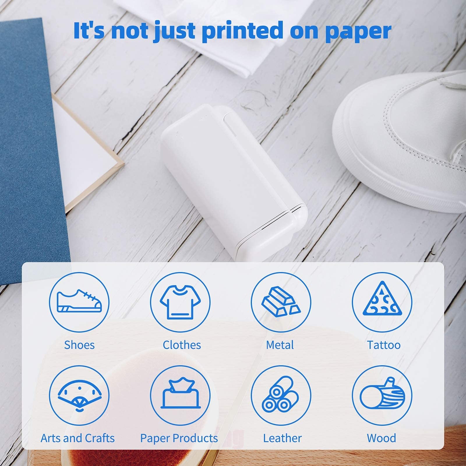 Impresora Mano Printpods Mini Impresora Tatuaje inyección Tinta portátil Cartucho Tinta Soporte conexión WiFi