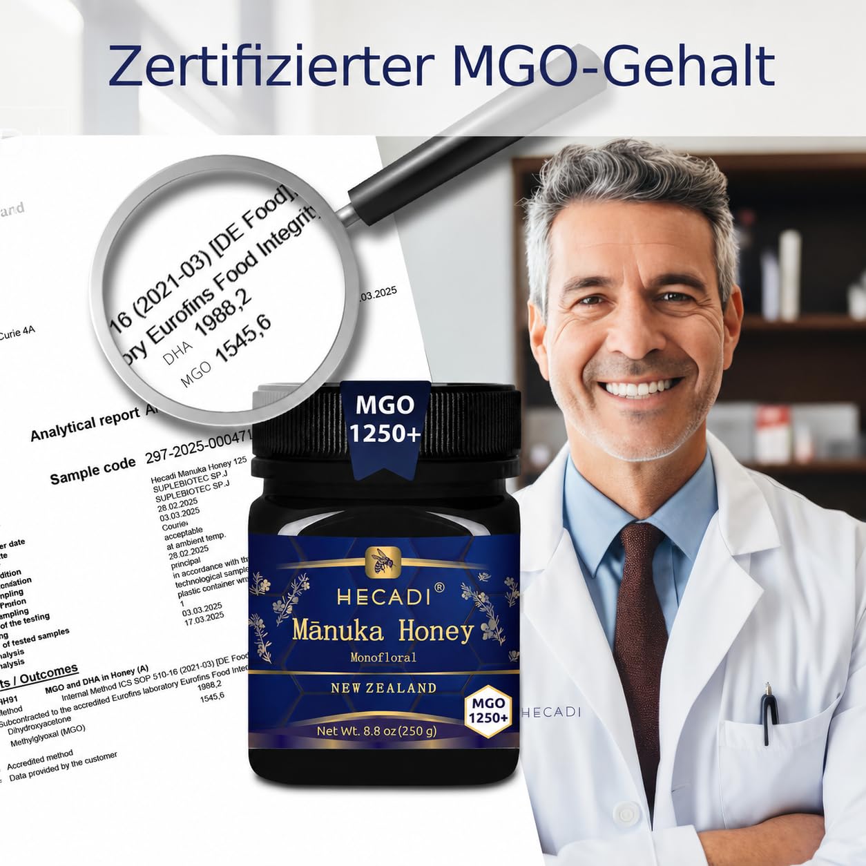 Miód Manuka 1250+ MGO Oryginalny Miód z Nowej Zelandii 250g I z certyfikowaną i gwarantowaną zawartością MGO