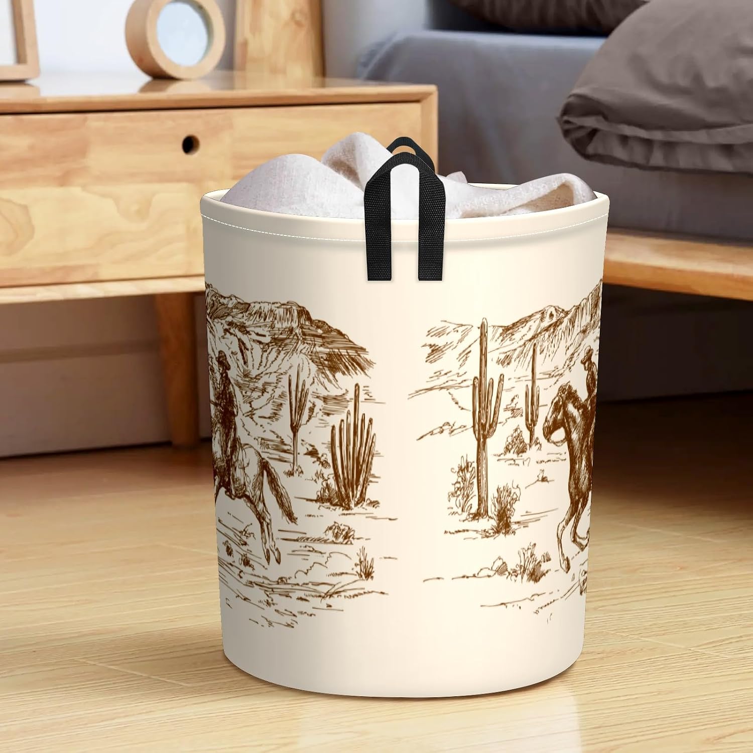 West Cowboy Baby Laundry Hamper,kids laundry Basket,Waterproof Storage Bin for Bedroom,Clothes Organizer Basket,Toys Box,Room Decor