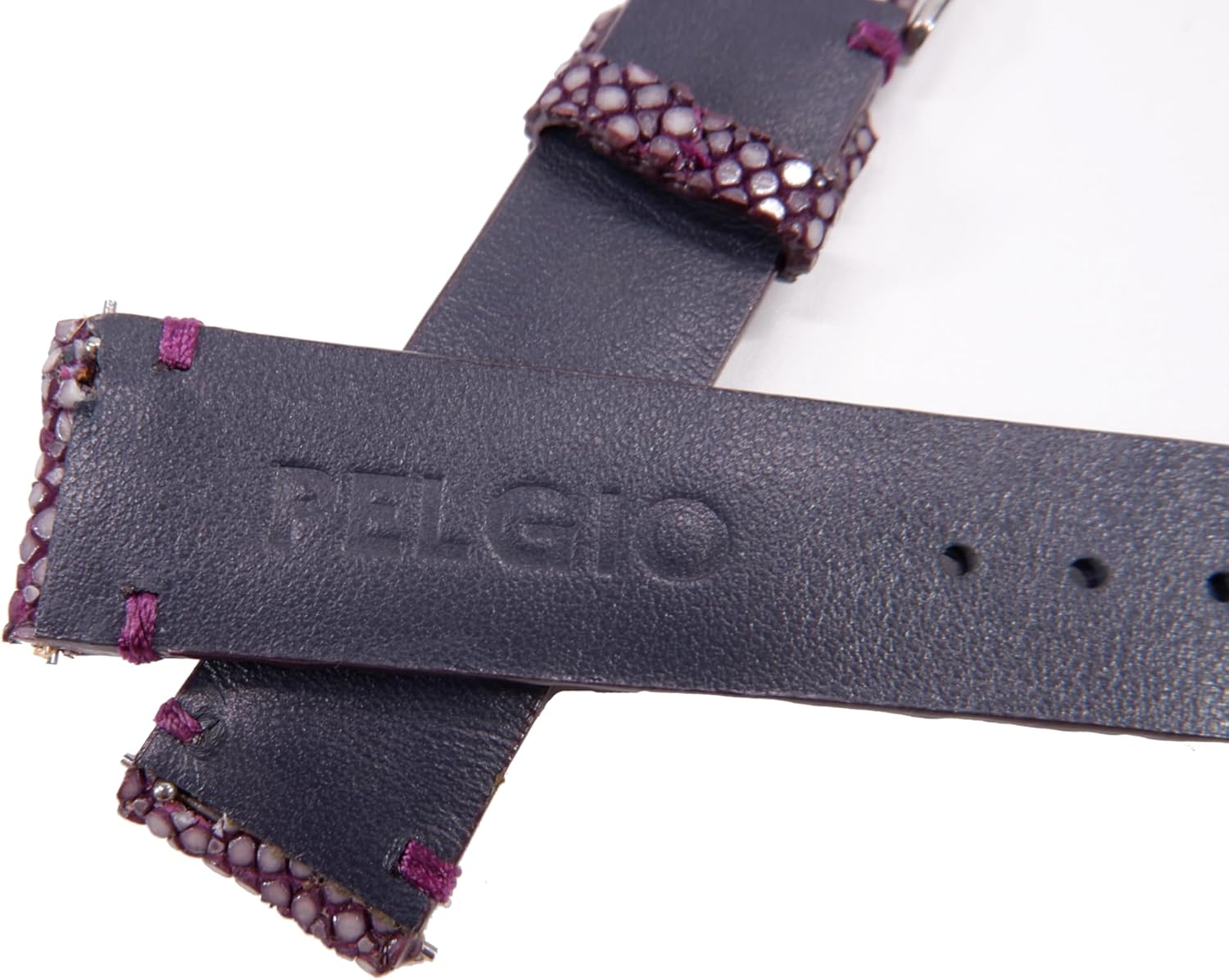 Pelgio Genuine Polished Stingray Skin Leather Quick Release Women's Watch Strap Band with Buckle 12 mm. 14 mm. 16 mm.