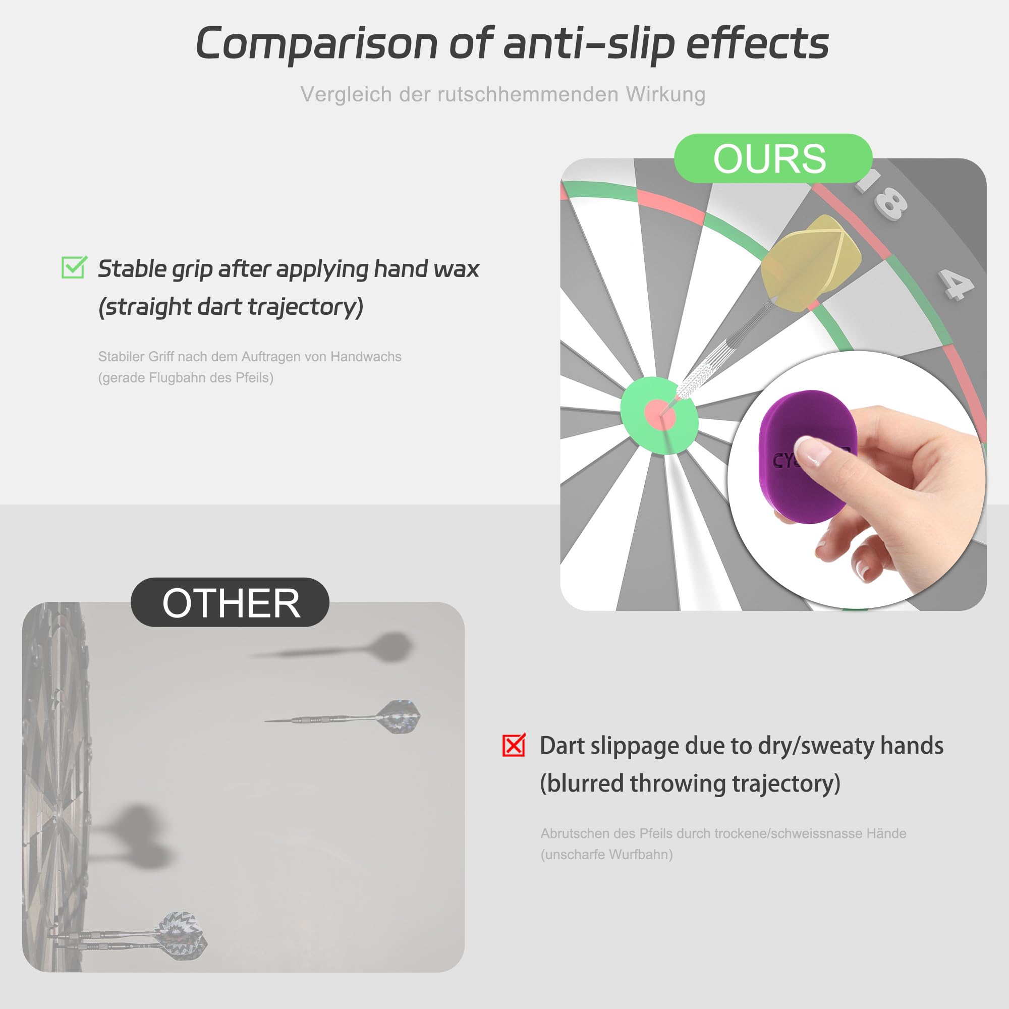 CyeeLife Dart Grip Wax - Cera para dardos (2 unidades), color rojo y verde — view 3