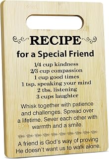 Friend Gifts Kitchen Cutting Board - Recipe For A Special Friend, Gifts For Thanksgiving Chopping Board, Birthday Gifts For Friends Coworker, Bamboo Cutting Boards For Kitchen Cooking Restaurant