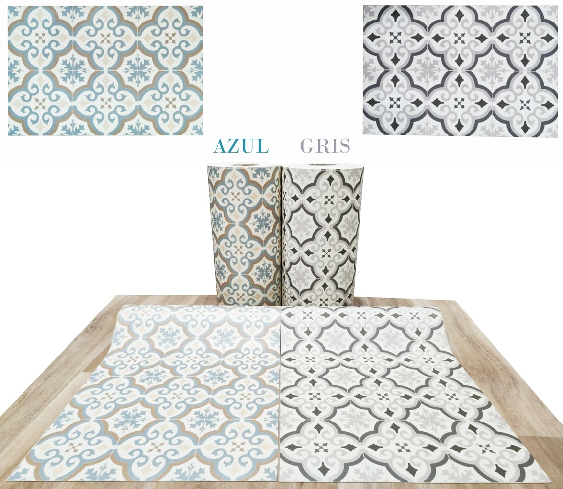 Tadi & Imperio1979 Tapis Vinyle hydraulique, différentes Tailles, élégant, Design et résistance pour Votre Espace, Cuisine, Salon, Salle à Manger, Sol en PVC (60 x 260 cm, étoile Bleue)
