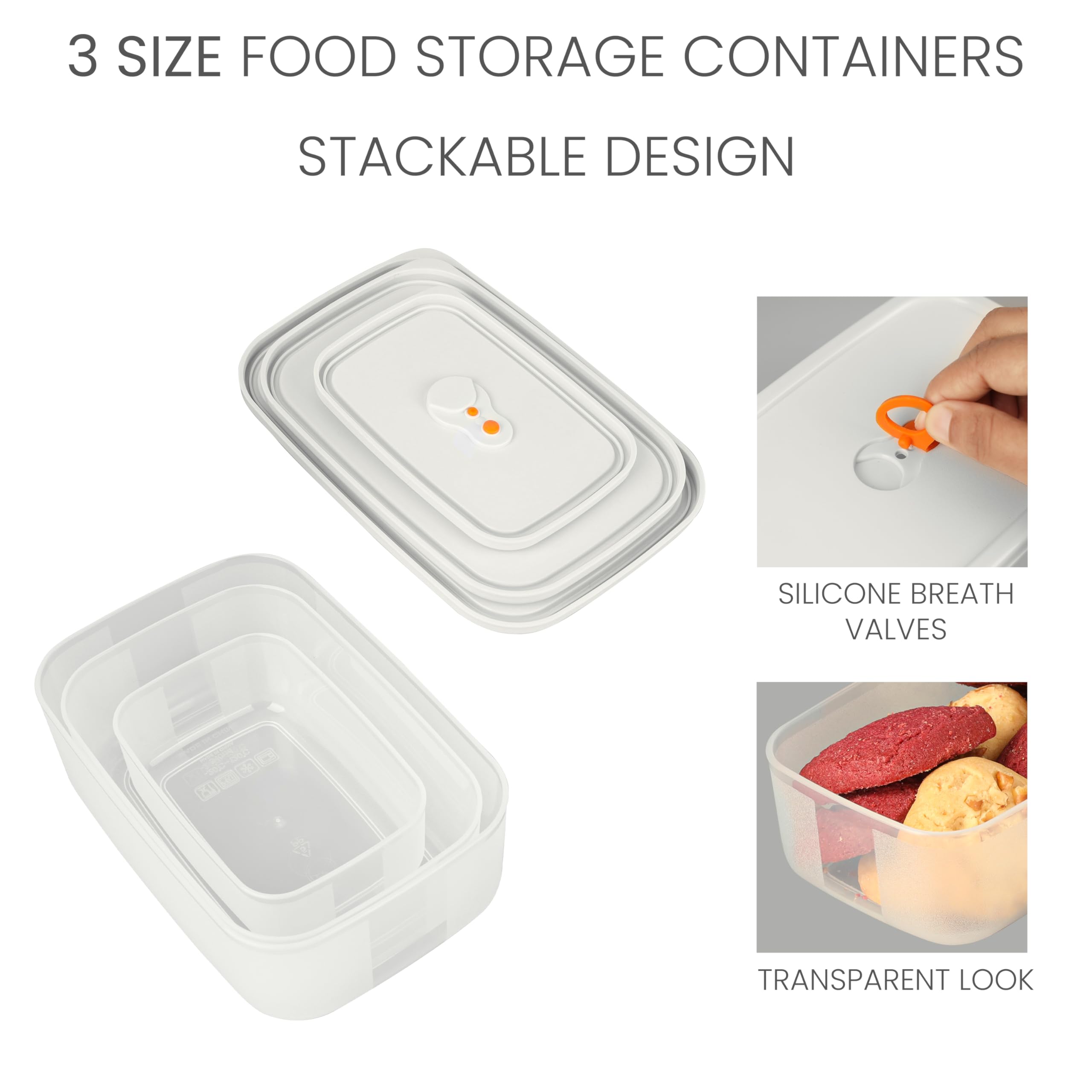 Belle Vous Lot De 3 Boîtes De Conservation Nourriture En Plastique Avec Couvercles