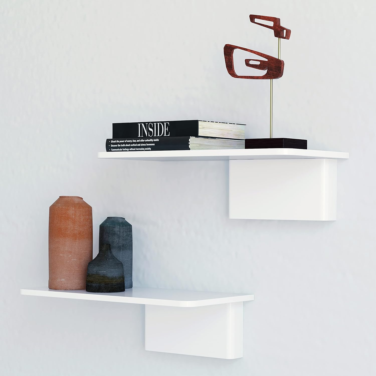 fytz design White Floating Shelves Wall Mount Shelf Set of 2 Floating