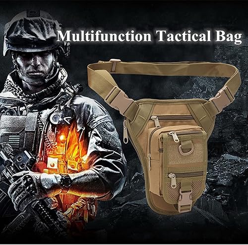 Miniatura 6 de Bolsa táctica Ejército Cintura Pierna Bolsa Ajustable Senderismo Caza Riñonera Militar Molle Drop Leg Bolsas, Verde militar