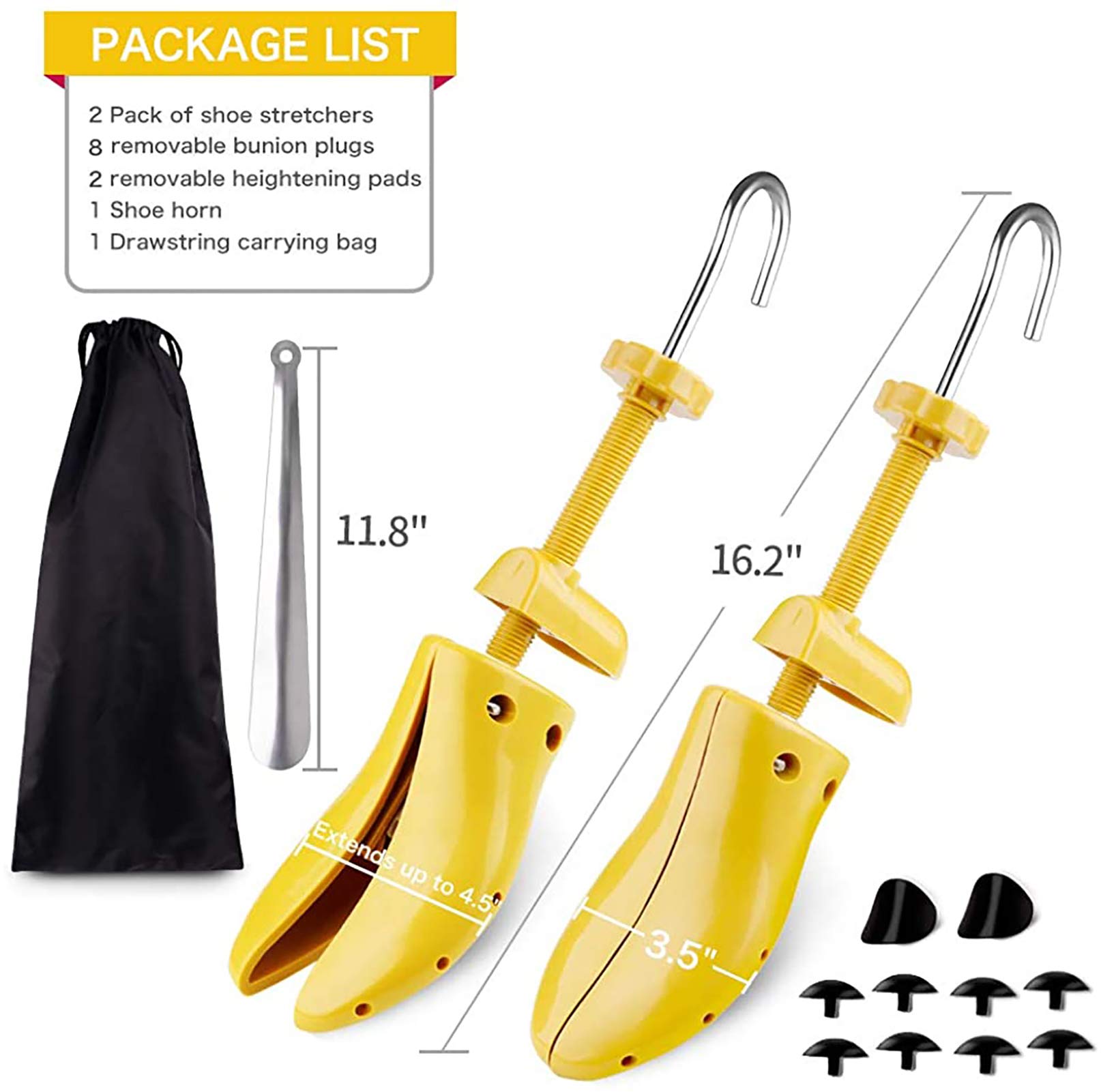 Schuhspanner 4-fach Schuhspanner Expander Dehnung Länge Breite Höhe, Gelb für Herren Größe 38-42/Damen Größe 38-42,