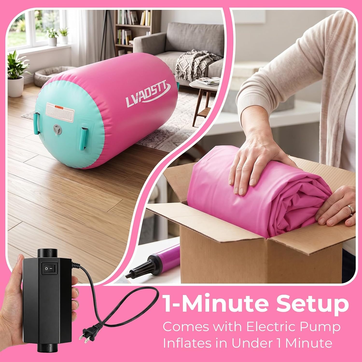 Gymnastics Air Barrel with Pump, Inflatable Back Handspring Trainer image 5