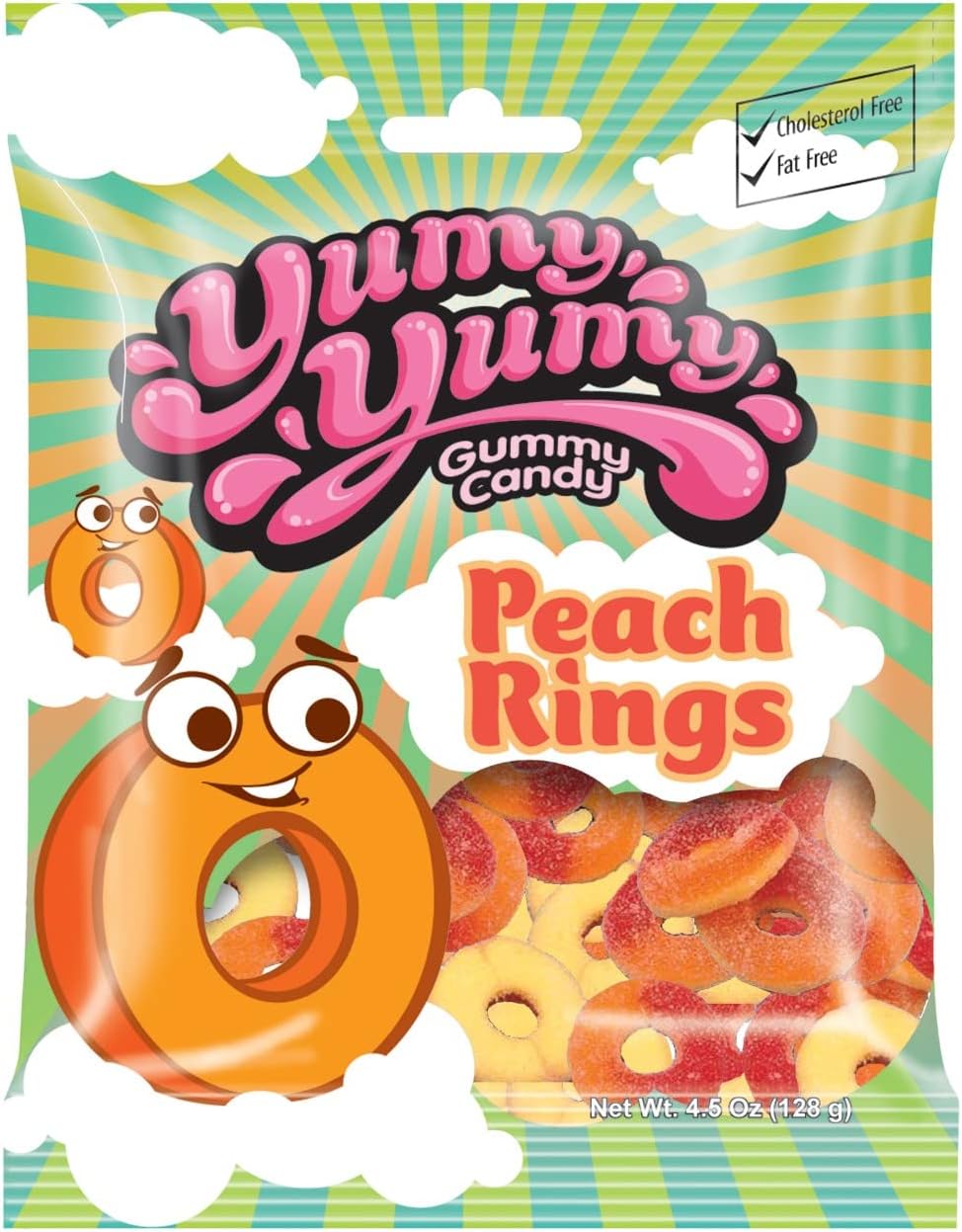 Peach Rings Gummy Candy 5 ounce (Pack of 12) - Fruity, Soft & Sweet Gummy Candy for Kids, Gift Snacks & Parties - Individually Wrapped Peach Ring Gummies by Kervan