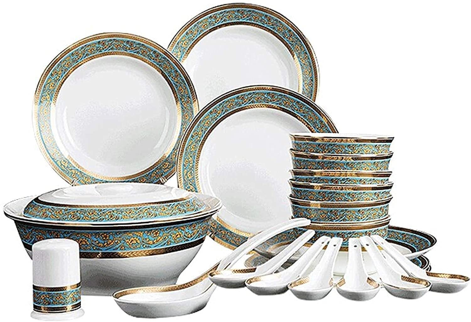 Zestawy Obiadowe Zestaw Naczyń Ceramicznych Zestaw Obiadowy, 22 Elementy Zestawy Obiadowe Z Porcelany | Garnek Do Zupy/Miski Na Płatki Zbożowe/Talerze Do Steków Z Porcelany Kostnej Na Prezenty Ślubne