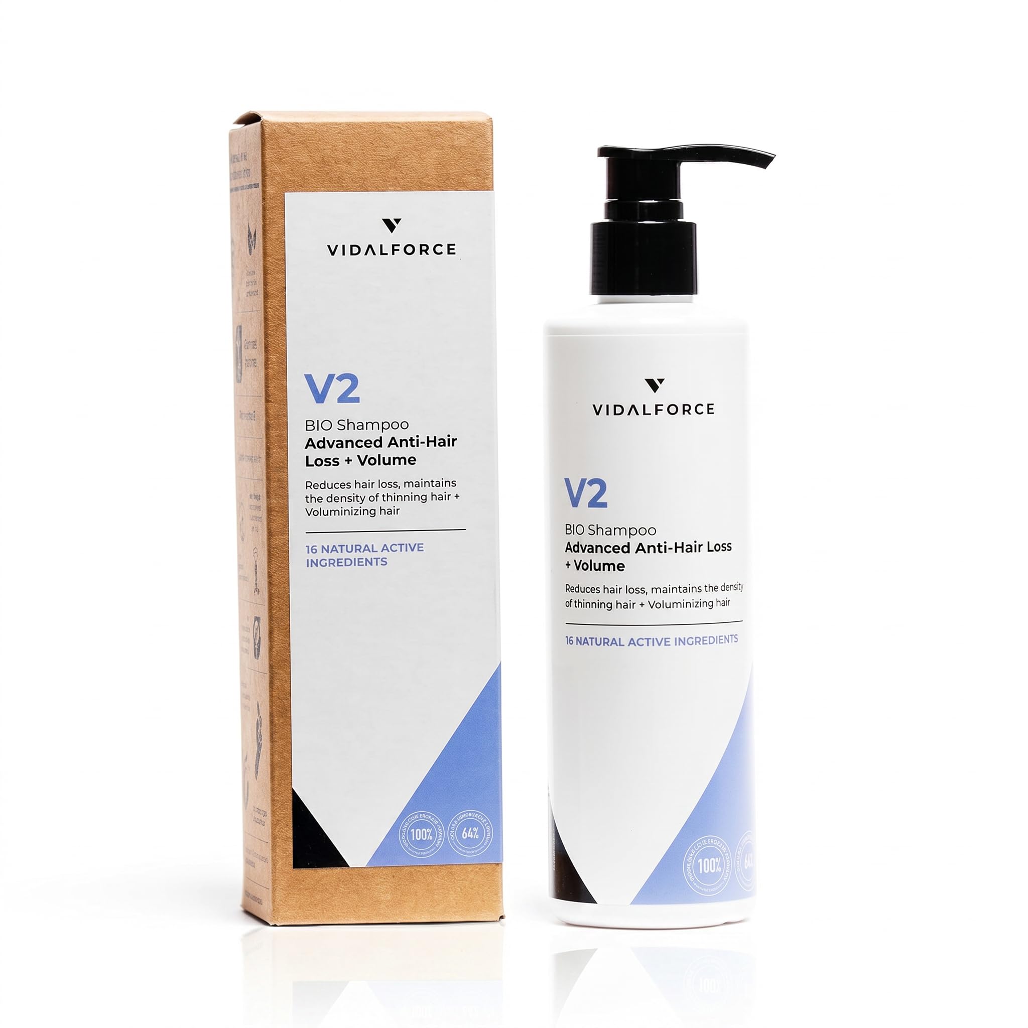 VidalForce V2 Shampoo gegen Haarausfall, erweiterter Haarausfall, sofortiges Volumen, sulfat- und silikonfrei, 250 ml