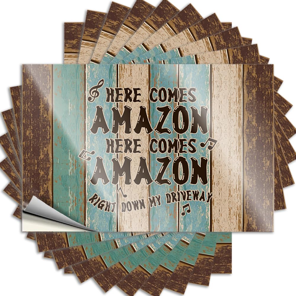 Here Comes Amazon Right Down My Driveway Assorted Home Entrance Decor - Funny Sticker Haves Removable Vinyl Decal(6X9CM)