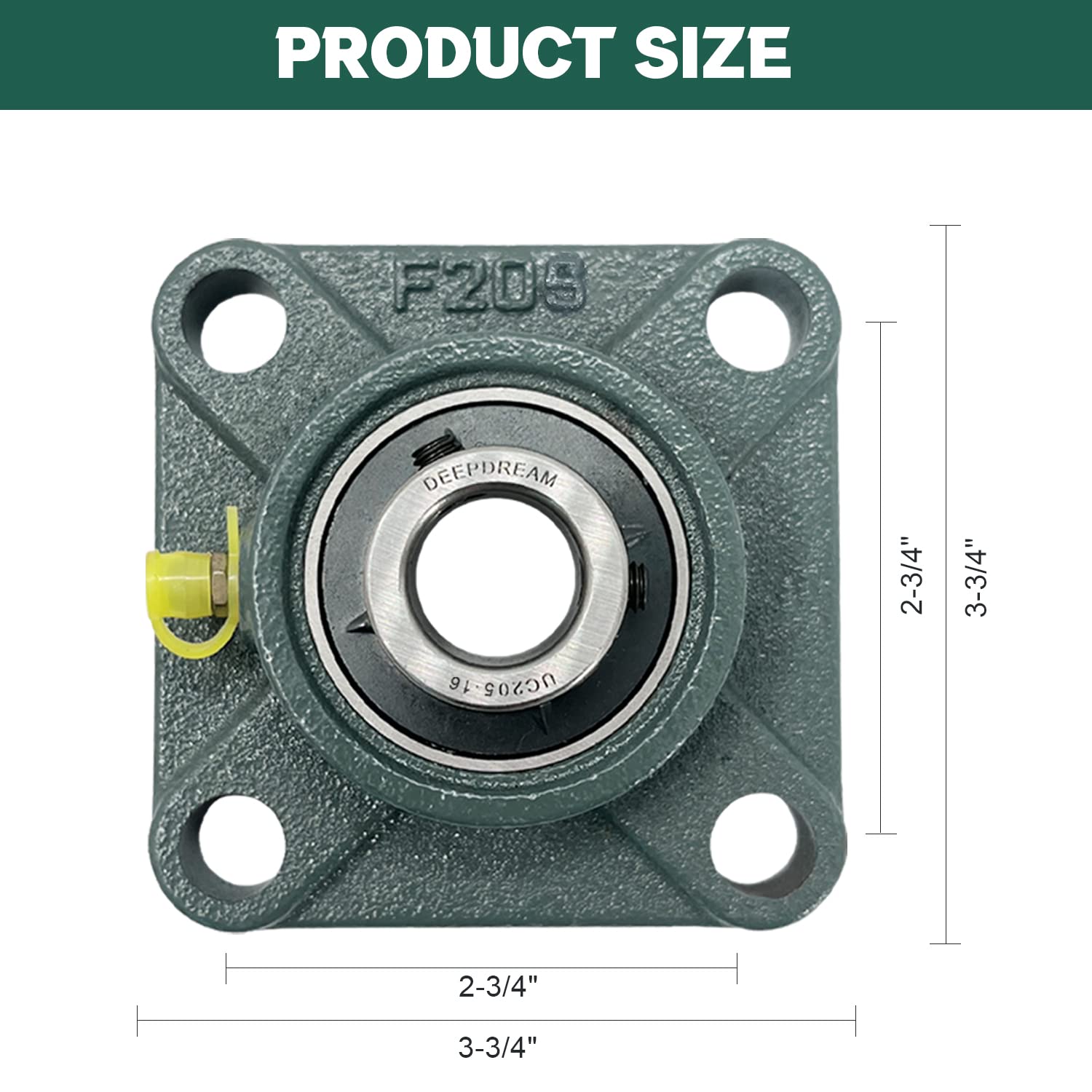 4 PCS of DEEPDREAM UCF205-16 Pillow Block Bearings, 1 inch Bore, Square Flange Mounted Pillow Block Bearing, 4-Bolt Flange Bearing, Self Alignment