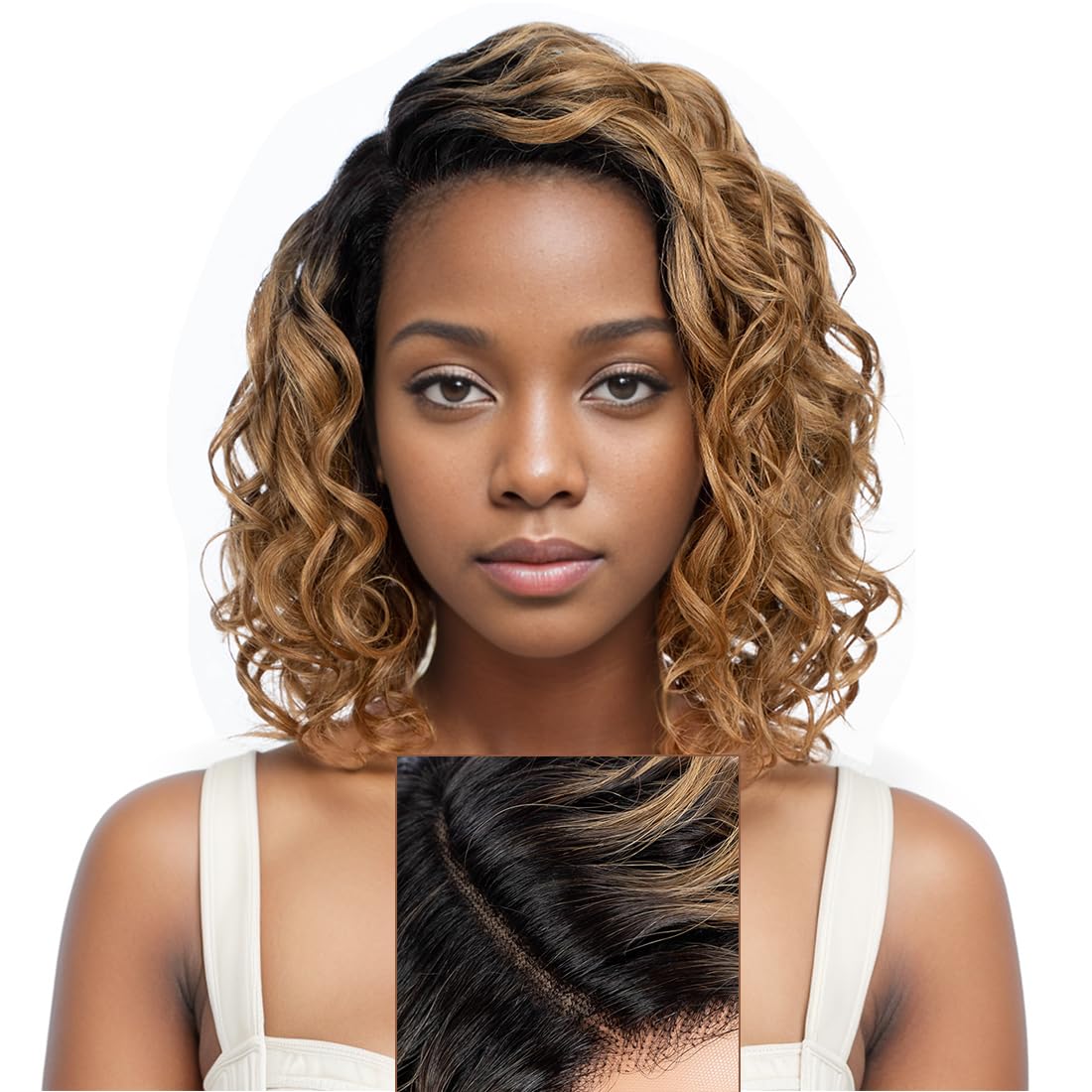 12 Inch Short Curly Lace Front Wig Human Hair Wigs 150% Density Black Deep Wavy Glueless Wigs 13x5x1 Swiss Lace Front Bob Wigs Side Part