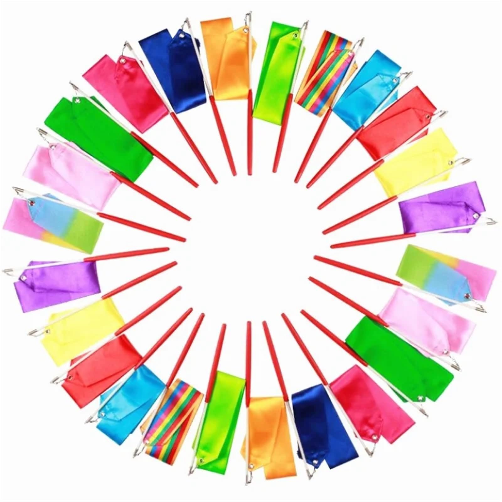 Wstążka do tańca， 2/4/6m Kolorowe wstążki gimnastyczne Baton Rytmiczna gimnastyka artystyczna Taśma Streamer Twirling Rod Rainbow Stick Training(Rose,6M)