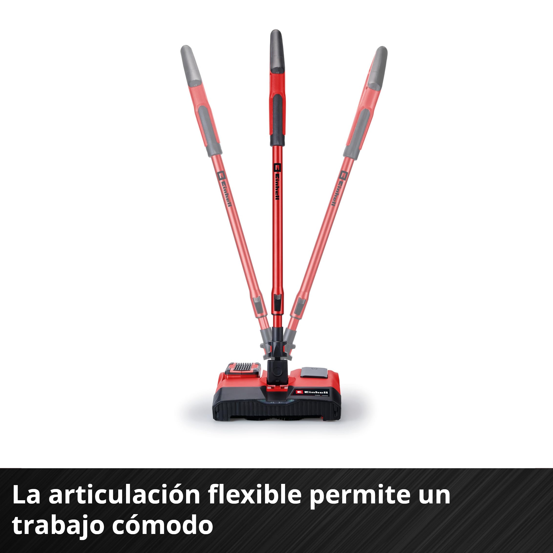 Escoba con batería TE-FS 18 Li-Solo Power X-Change de Einhell (18 V, rodillo de barrido de 250 mm de ancho, labio de limpieza, mango telescópico, sin bolsa, luz LED, incl. accesorios, sin batería)