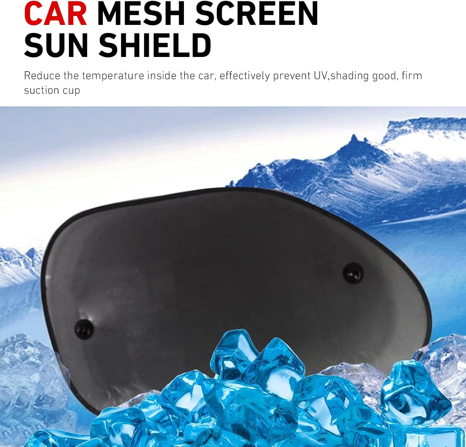 2 PCS Car Side Window Shades, Mesh Sun Blocking & Heat Insulation Shade, Breathable Dustproof Visor with Suction Cups, Memory Frame Foldable Cover for Most Cars (Black)