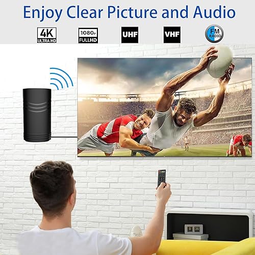 Miniatura 3 de Antena de TV digital 2023, canales locales gratuitos, antena de TV de rango de más de 450 millas, soporte 4K HD 1080P VHF UHF, listo para interiores