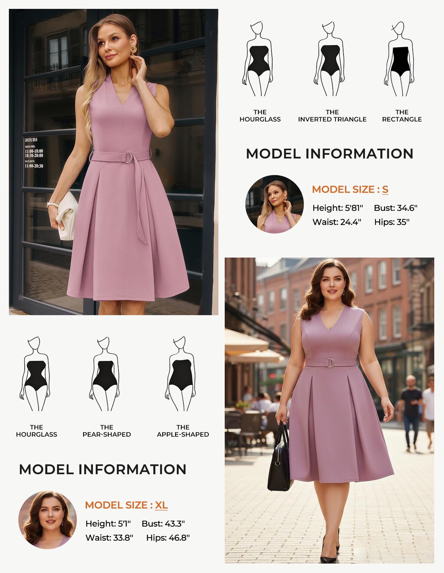 GRACE KARIN Robe d'été élégante sans manches avec col en V et ceinture pour femme