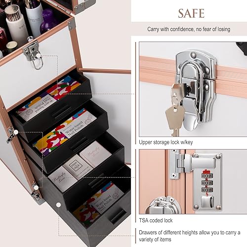 Miniatura 4 de Icoget Mesa de manicura rodante estación de maquillaje con altavoz Bluetooth, escritorio de uñas portátil para enseñar uñas, carrito organizador de