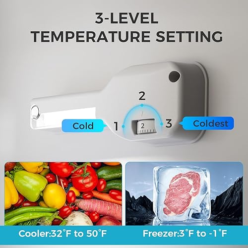 Miniatura 4 de COWSAR Refrigerador de 3.2 pies cúbicos con congelador, refrigerador compacto de doble puerta para dormitorio, termostato ajustable, refrigerador