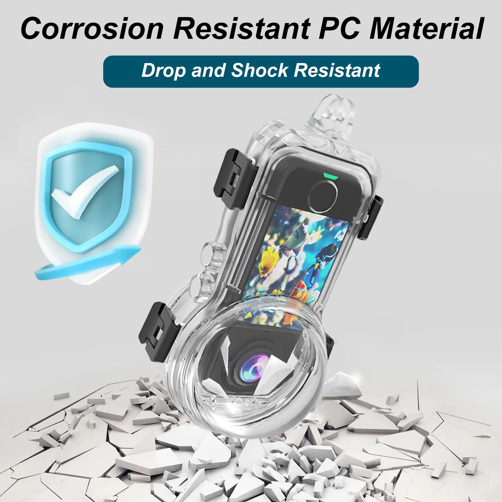 Insta 360 X4 Air - Funda de buceo invisible, carcasa de prevención de salpicaduras impermeable hasta 50 m (164 pies) para buceo submarino Insta360 X4 Air con accesorios de soporte
