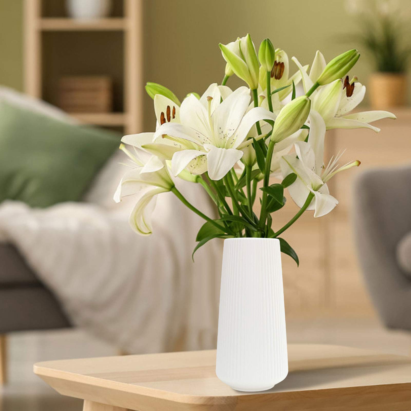 Vase à Fleurs Nordique Créatif Vase En Céramique Salon Arrangement Floral Décoration Décoration De La Maison Table à Manger Vases à Fleurs Séchées - Blanc