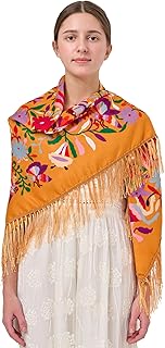 YHDDYG Traditional Mexican Shawl Scarf Wrap Tassel Fringes Cinco de Mayo Scarf Classic Ethnic Shawl N1
