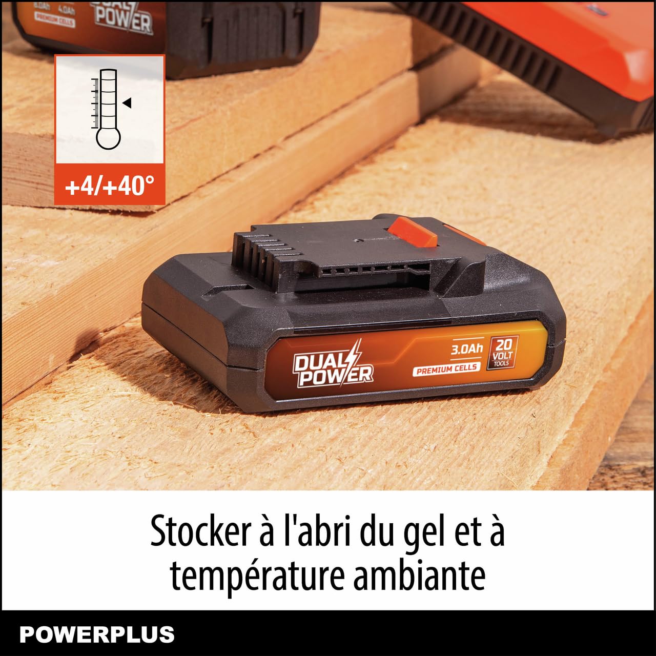 Batterie Powerplus Dual Power 4,0 Ah de 20 V POWDP9024 - pour Outils de Bricolage sans Fil de 20 V - LED d'Indication de Puissance - Plateforme de Batterie