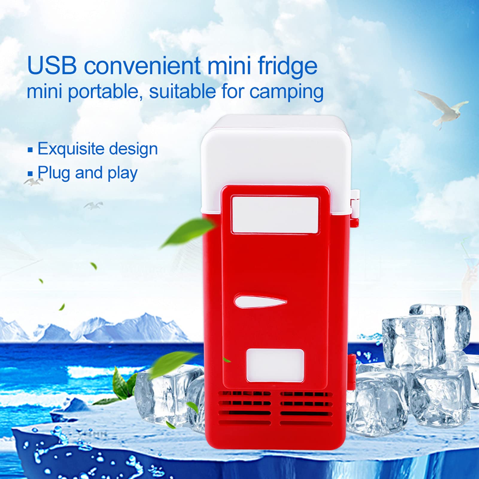 Mini Fridge, Portable Cooler and Warmer, LED USB Refrigerator for Drinks and Beverage Cans, for Bedroom, Car, Office Desk, Dorm Room
