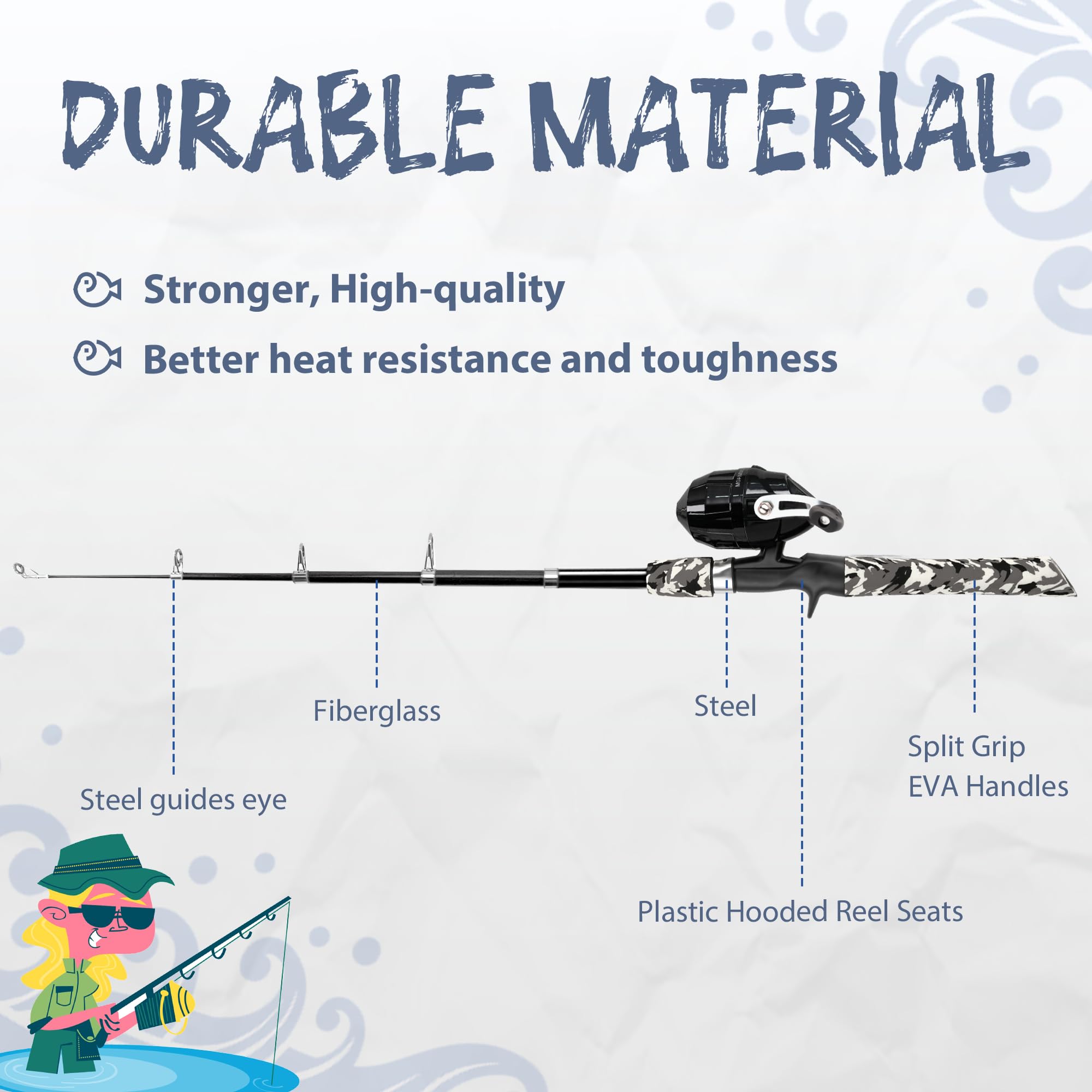 WIDDEN Kids Fishing Pole, Portable Telescopic Kids Fishing Poles for Boys and Girls, Fishing Rod and Reel Combo Kit with Tackle Box, and Fishing Net, Best Fishing Pole for Toddler